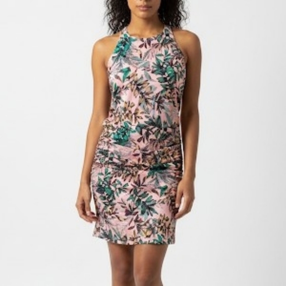 Athleta Dresses & Skirts - Athleta Estuary Aqualuxe Ruched Swim Dress Tropical Floral Print, Size XS